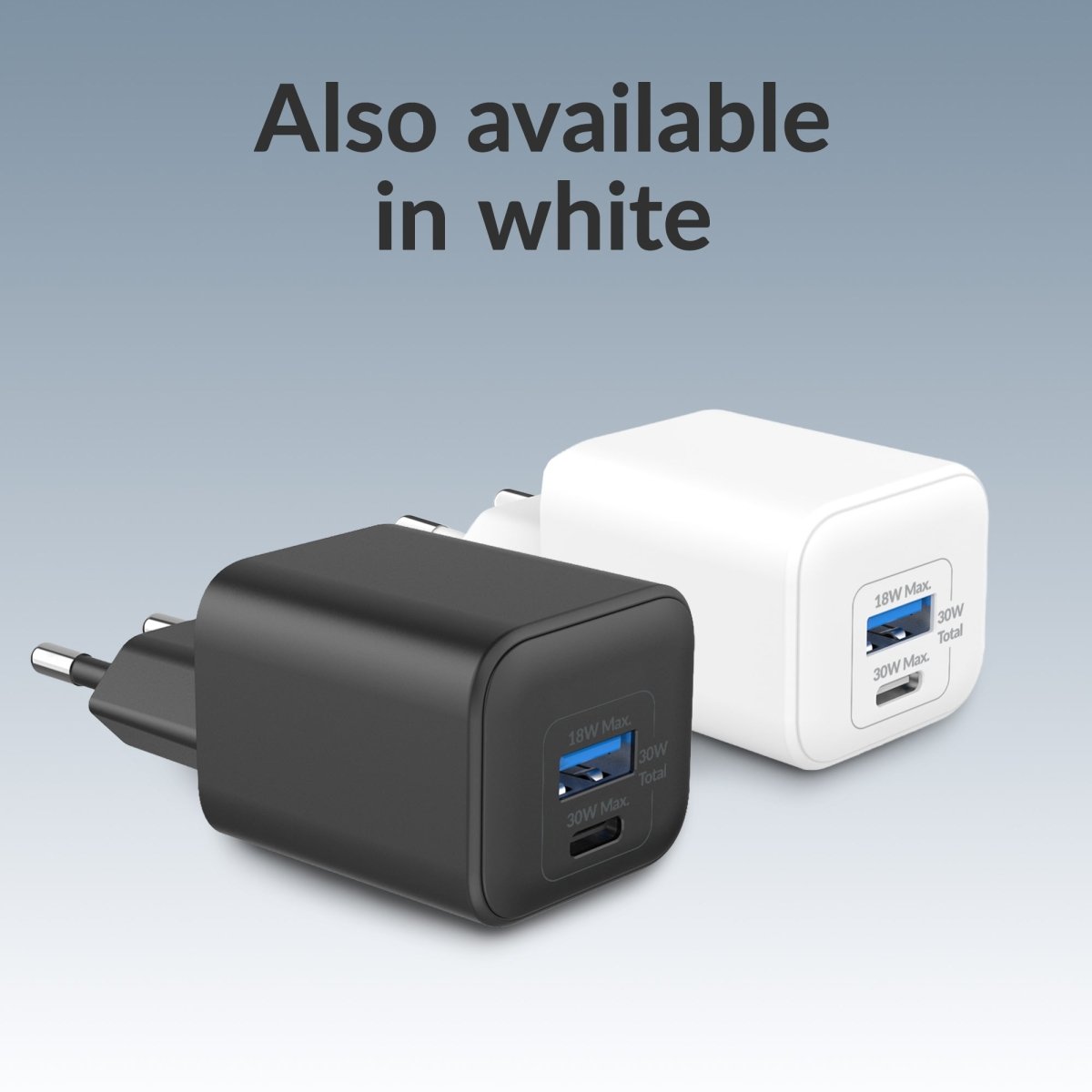 Mobilize Wall Charger Usb-C + Usb Gan 30W With Pd/Pps + Usb-C Nylon Cable 1.2M Black - 123TelecomShop