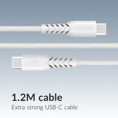 Mobilize Wall Charger Usb-C + Usb Gan 30W With Pd/Pps + Usb-C Nylon Cable 1.2M White - 123TelecomShop