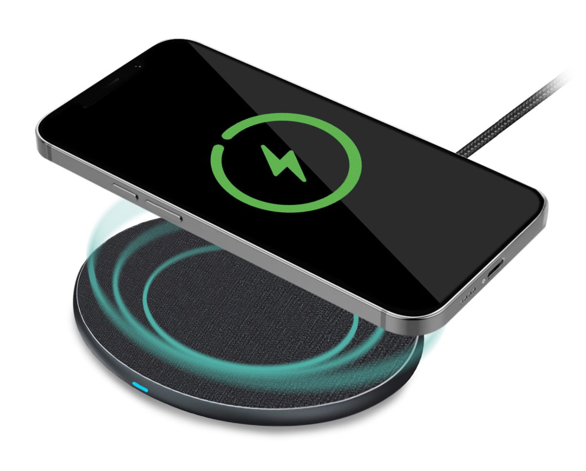 Mobilize Wireless Fast Charger Flat 5W/7.5W/10W/15W Pu Leather Grey - 123TelecomShop