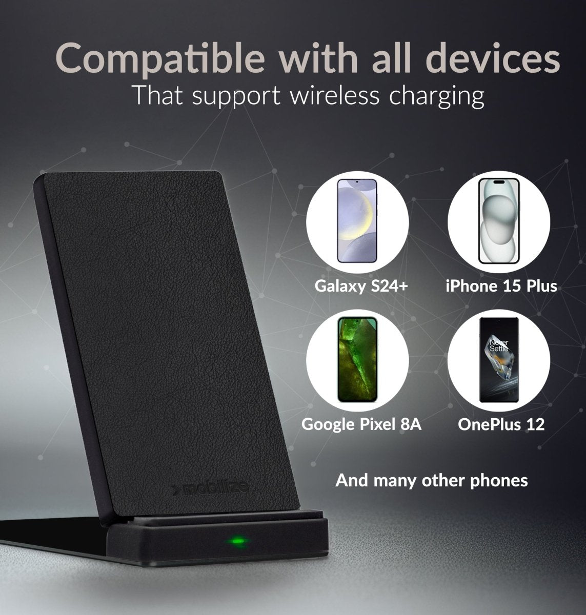 Mobilize Wireless Fast Charger Foldable 5W/7.5W/10W/15W Pu Leather Black - 123TelecomShop