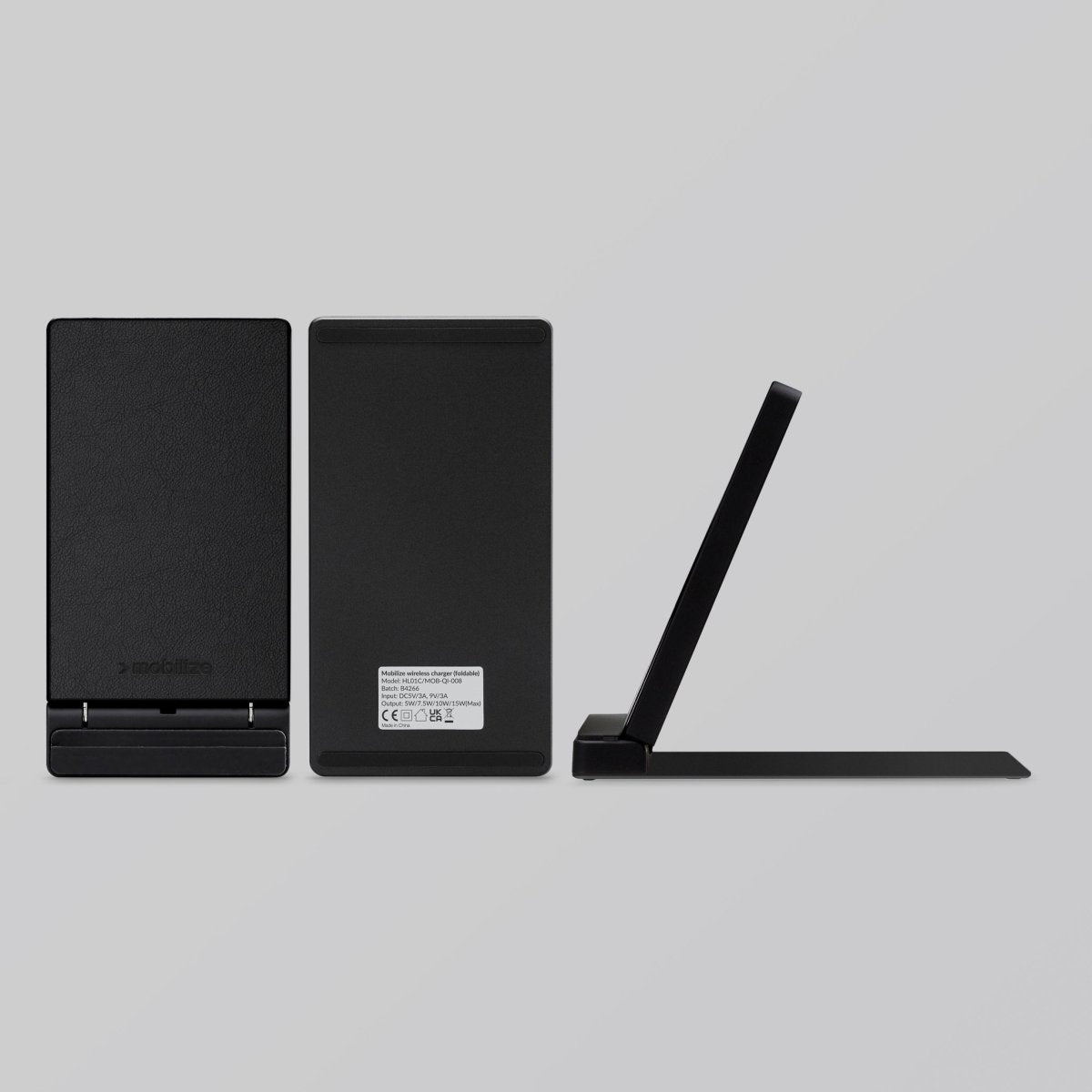 Mobilize Wireless Fast Charger Foldable 5W/7.5W/10W/15W Pu Leather Black - 123TelecomShop