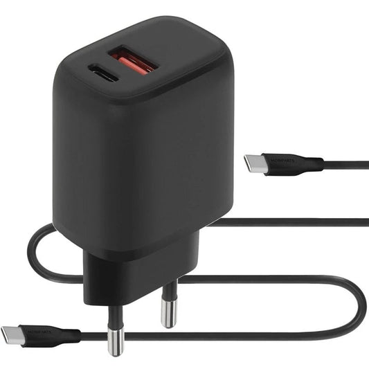 Mobiparts Dual USB / USB - C Oplader USB - C 1 Meter Power Delivery 20W 3A - Zwart - 123TelecomShop