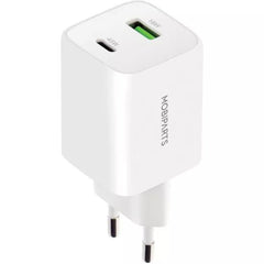 Mobiparts dubbele Thuislader USB - C/USB - A Voedingsadapter GaN - 45W - USB - C - Wit - 123TelecomShop
