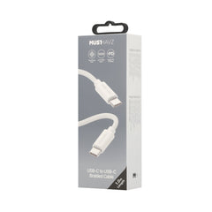 Musthavz Braided USB - C naar USB - C 1 Meter - Wit - 123TelecomShop