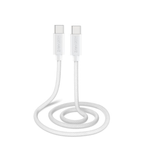 Musthavz Braided USB - C naar USB - C 1 Meter - Wit - 123TelecomShop