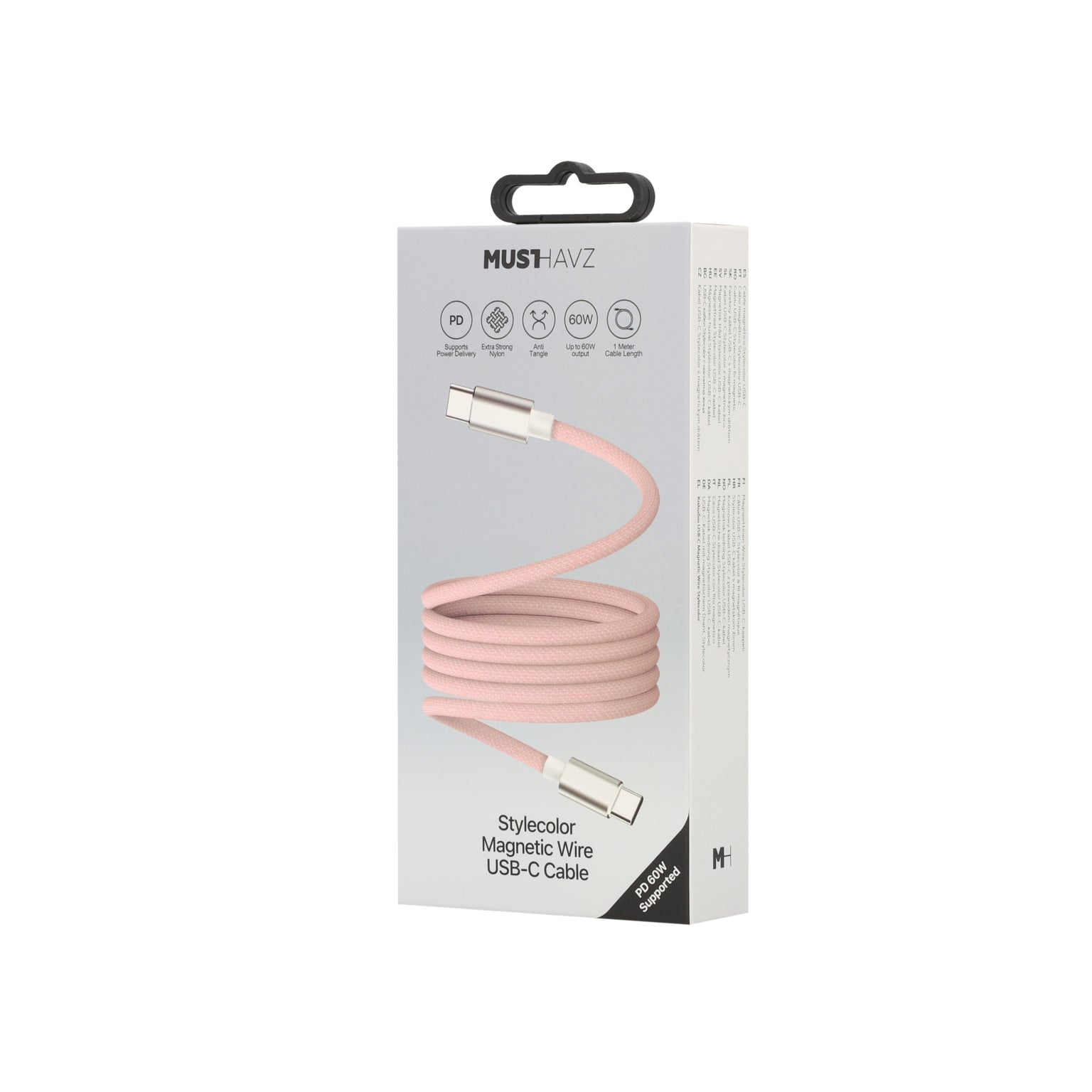 Musthavz Extra Sterke Nylon Magnetische USB - C Kabel - Roze - 123TelecomShop