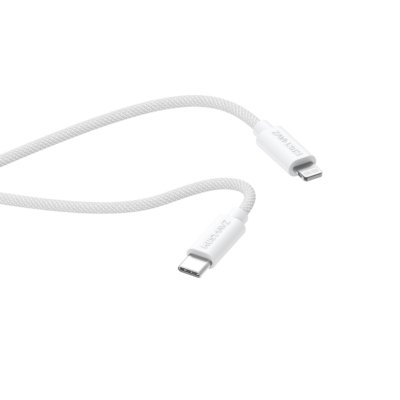 Musthavz Gevlochten USB - C naar Lightning Kabel 0.5 Meter - Wit - 123TelecomShop