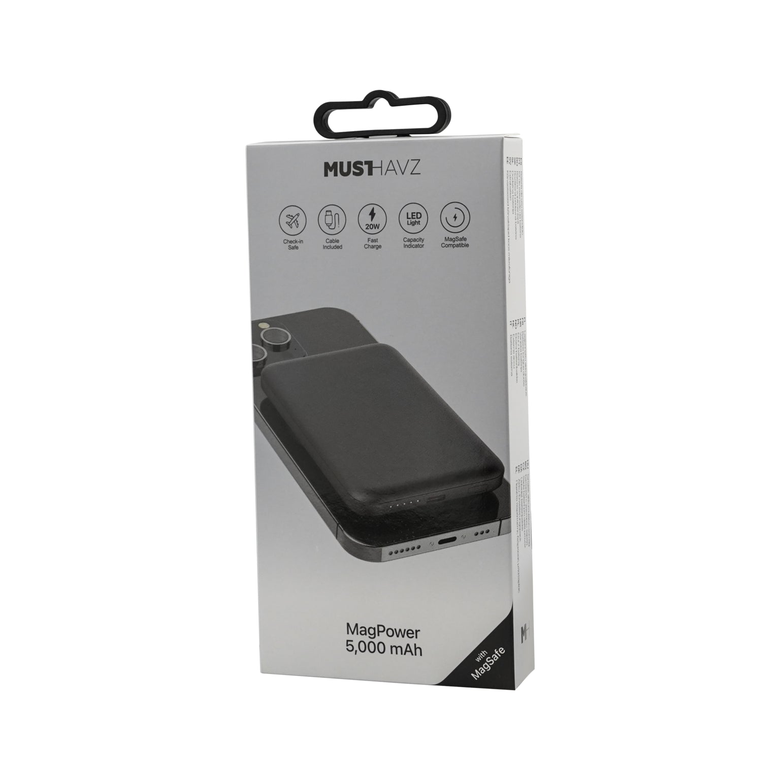 Musthavz Magpower MagSafe powerbank 5000 mAh zwart - 123TelecomShop