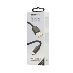 Musthavz USB - A naar USB - C Kabel 0.5 Meter - Zwart - 123TelecomShop