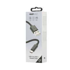 Musthavz USB - A naar USB - C Kabel 2 Meter - Zwart - 123TelecomShop