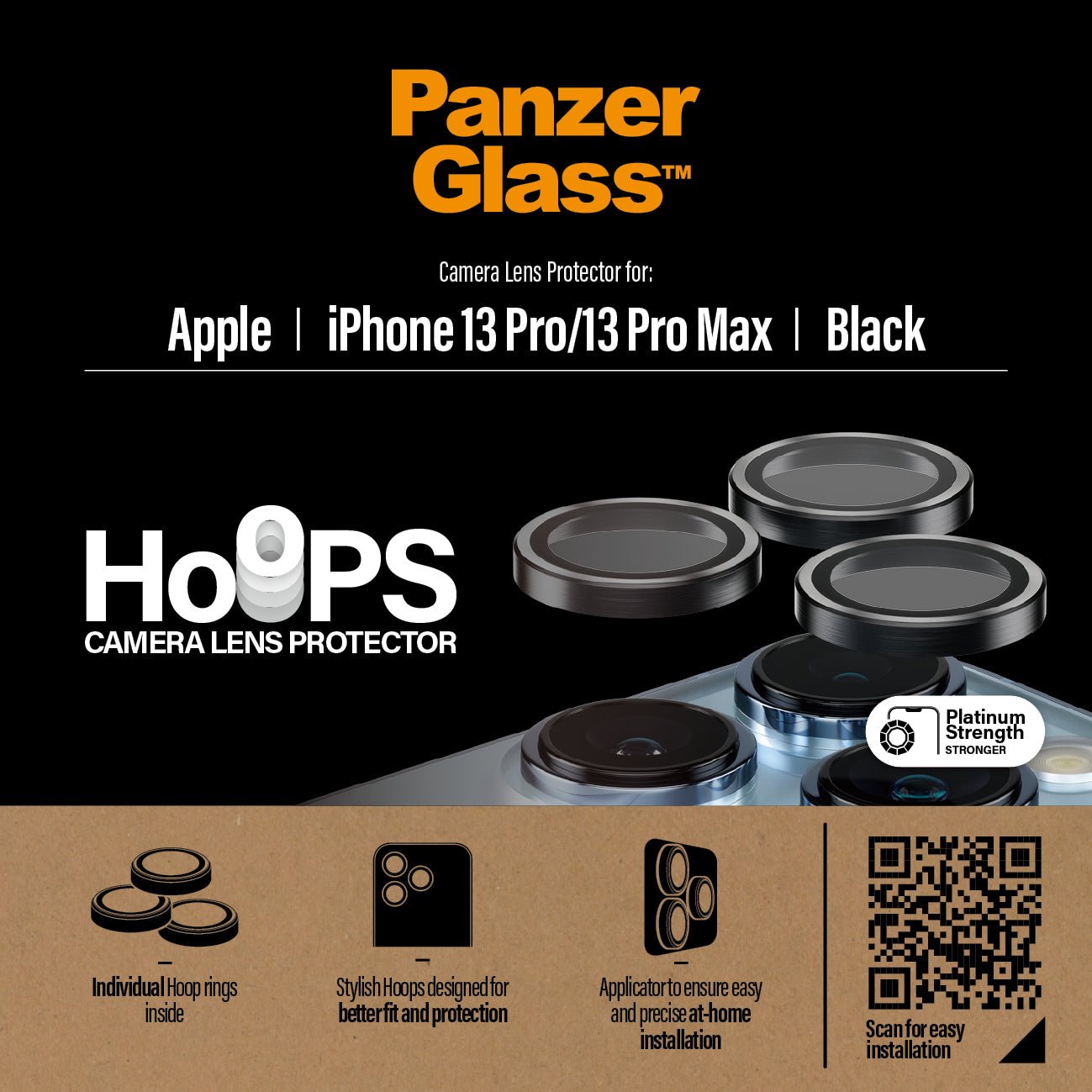 PanzerGlass Apple iPhone 13 Pro/13 Pro Max Hoops Camera Protector, Zwart - 123TelecomShop