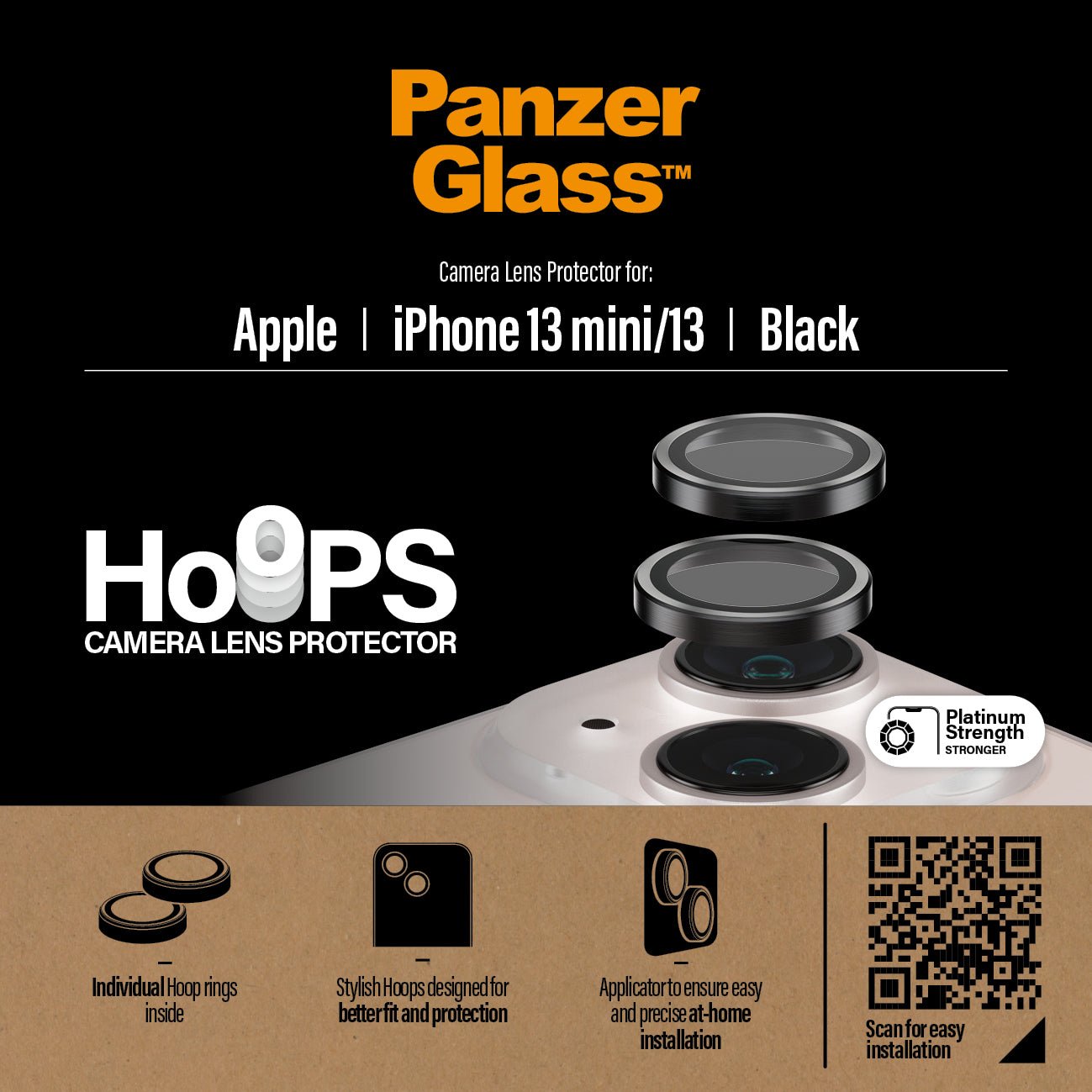 PanzerGlass Apple iPhone 13/13 Mini Hoops Camera Protector, Zwart - 123TelecomShop