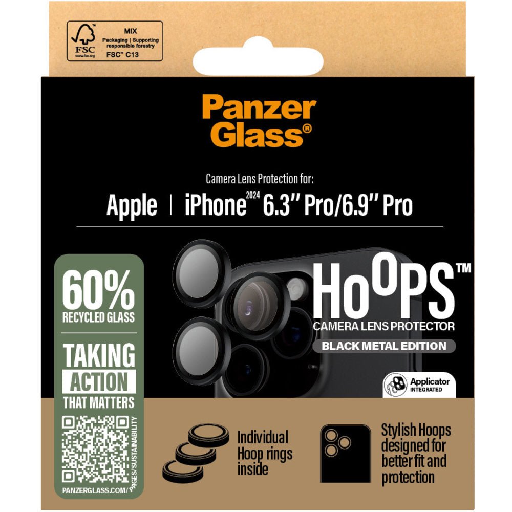 PanzerGlass Apple iPhone 16 Pro/16 Pro Max Hoops Camera Protector, Zwart - 123TelecomShop