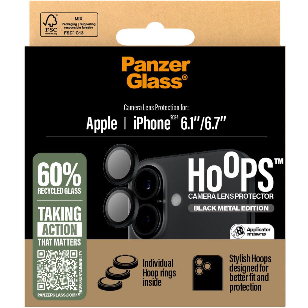 PanzerGlass Apple iPhone 16/16 Plus Hoops Camera Protector, Zwart - 123TelecomShop