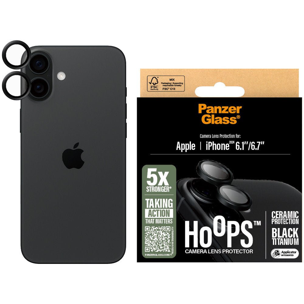 PanzerGlass Hoops Ceramic iPhone 16 / 16 Plus Camera Lens Protector Glas - 123TelecomShop