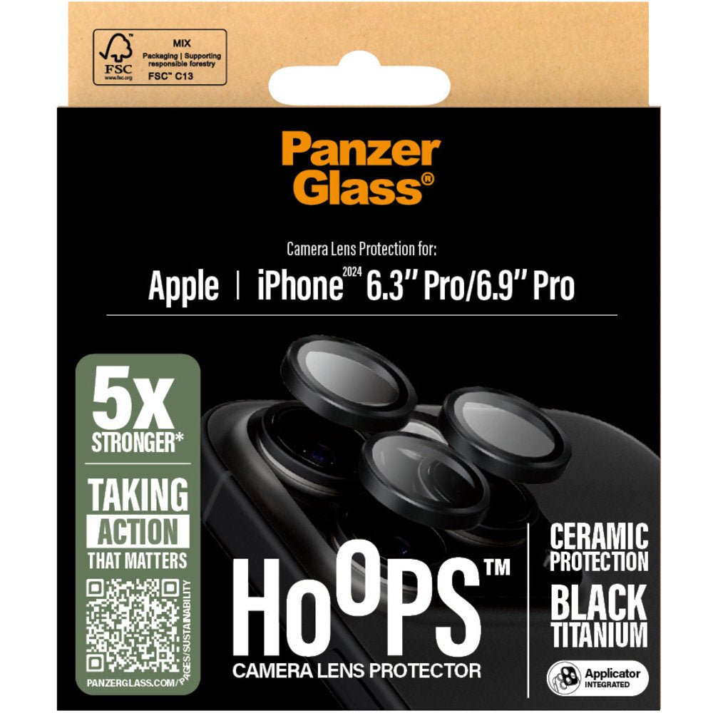 PanzerGlass Hoops Ceramic iPhone 16 Pro / 16 Pro Max Camera Lens Protector Glas - 123TelecomShop