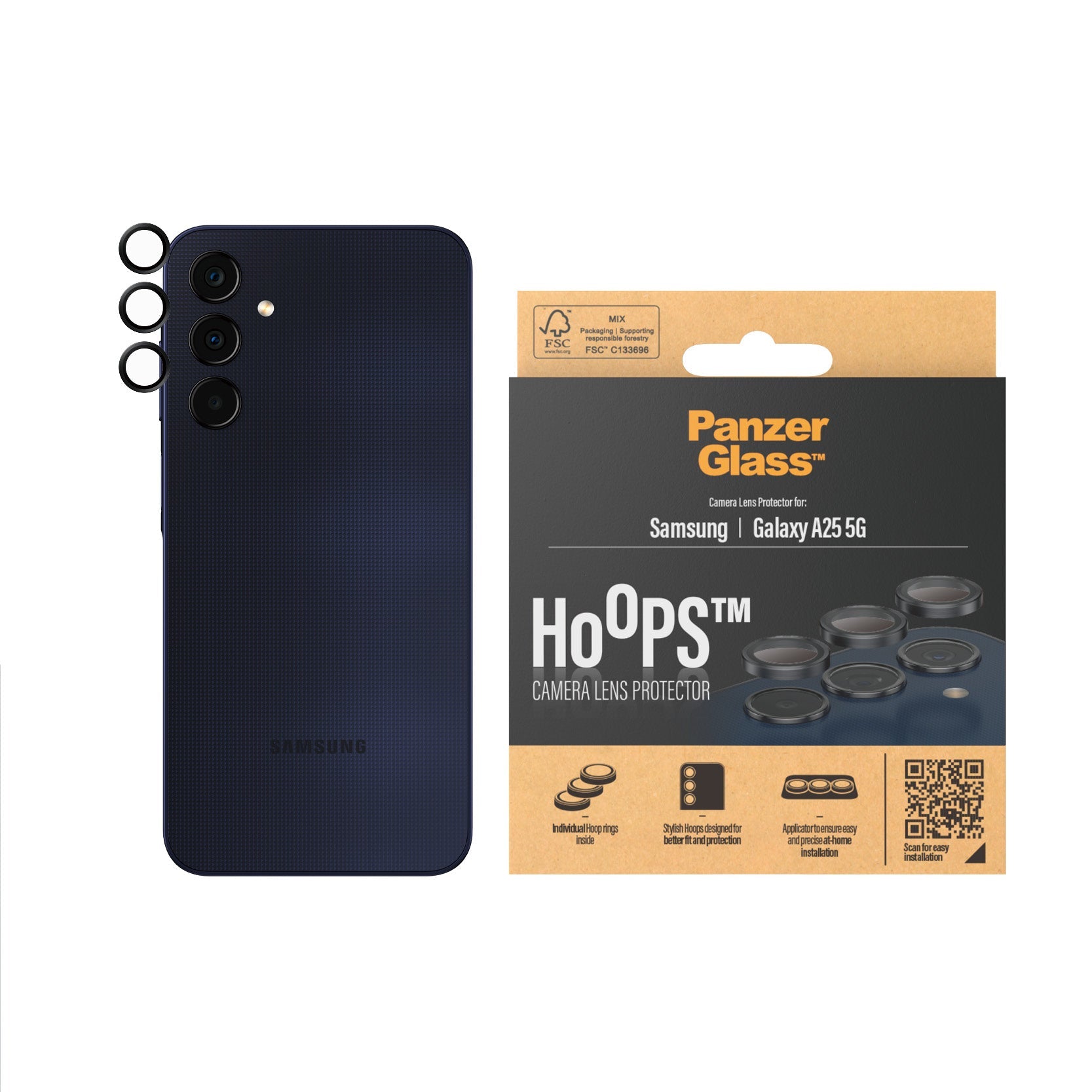 PanzerGlass Samsung Galaxy A25 5G Hoops Camera Protector, Zwart - 123TelecomShop