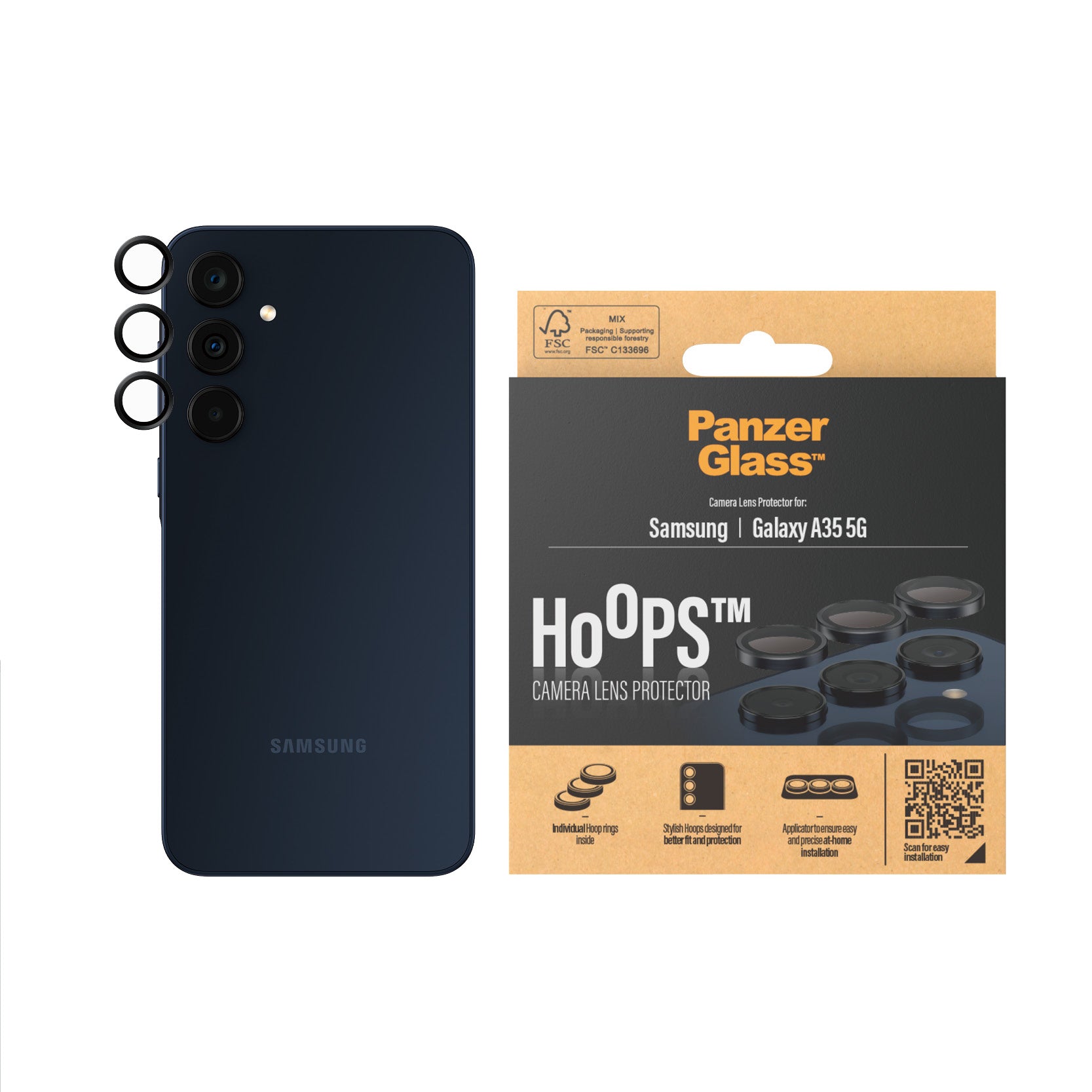 PanzerGlass Samsung Galaxy A35 5G Hoops Camera Protector, Zwart - 123TelecomShop