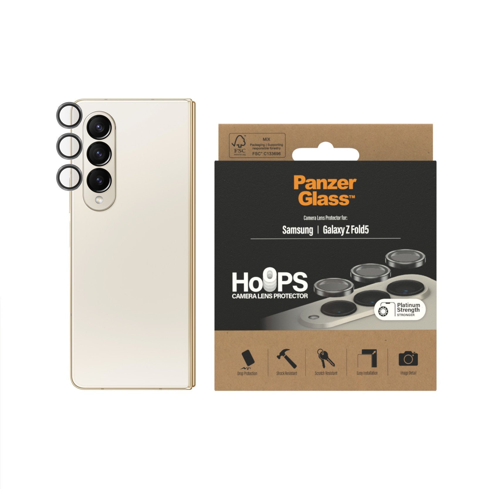 PanzerGlass Samsung Galaxy Z Fold 5 Hoops Camera Protector, Zwart - 123TelecomShop