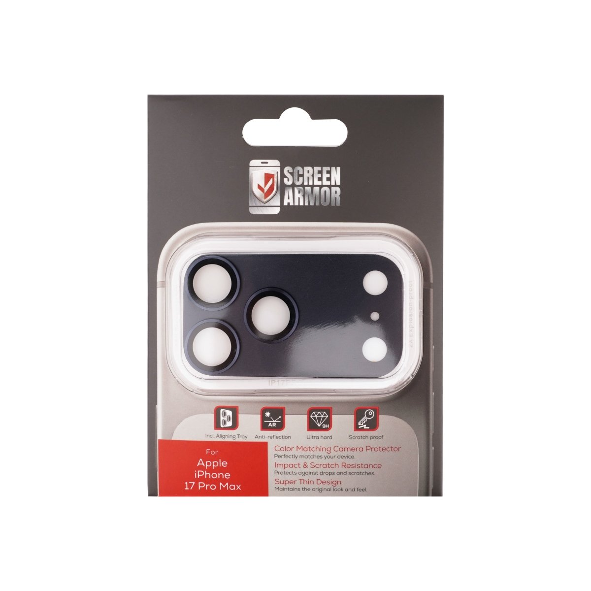 ScreenArmor iPhone 17 Pro Camera Lens Protector Tempered Glass Blauw - 123TelecomShop