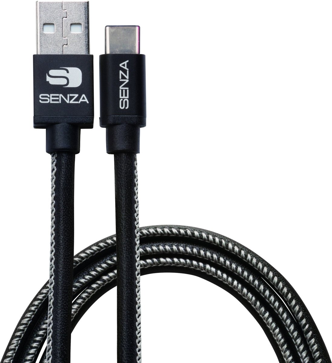 Senza Premium Leather Charge/Sync Cable Usb-C 1.5M. 15W Black - 123TelecomShop