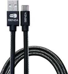 Senza Premium Leather Charge/Sync Cable Usb-C 1.5M. 15W Black - 123TelecomShop
