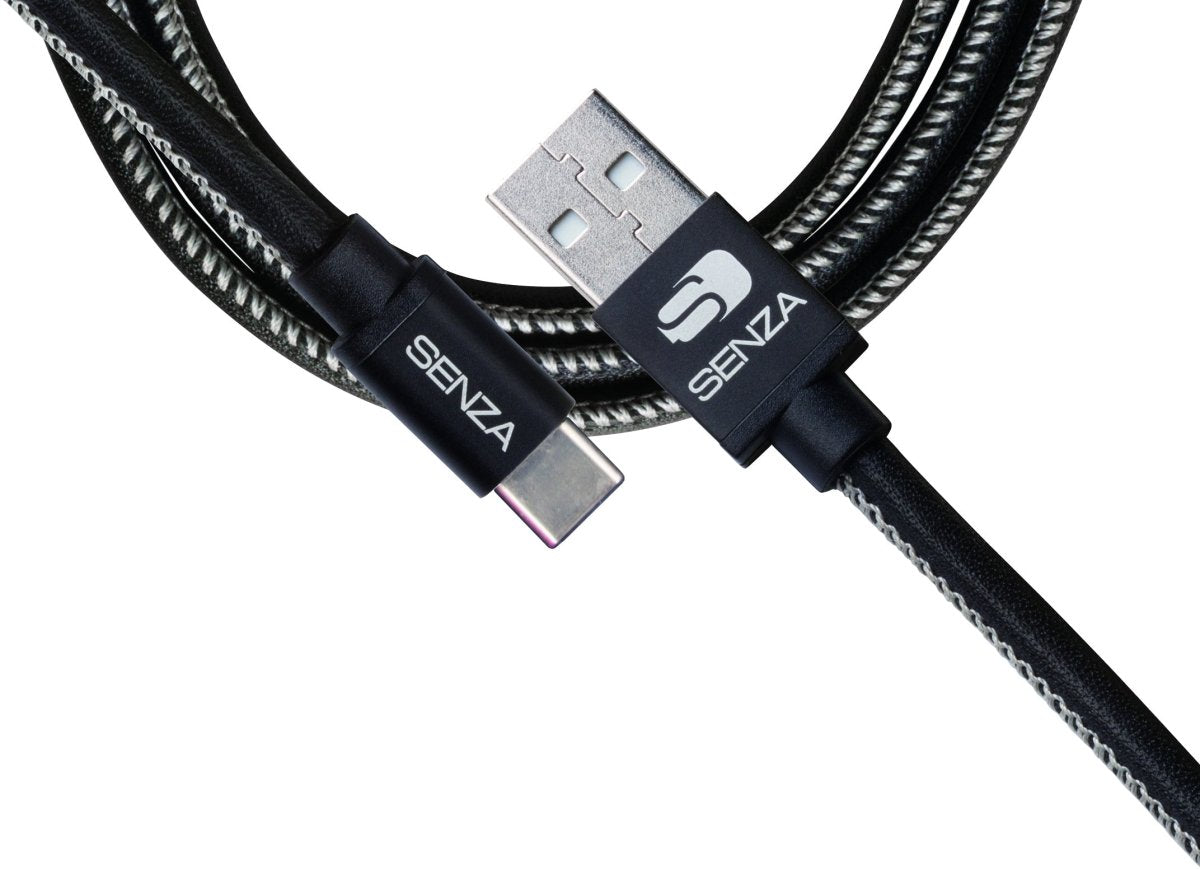 Senza Premium Leather Charge/Sync Cable Usb-C 1.5M. 15W Black - 123TelecomShop