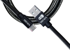 Senza Premium Leather Charge/Sync Cable Usb-C 1.5M. 15W Black - 123TelecomShop