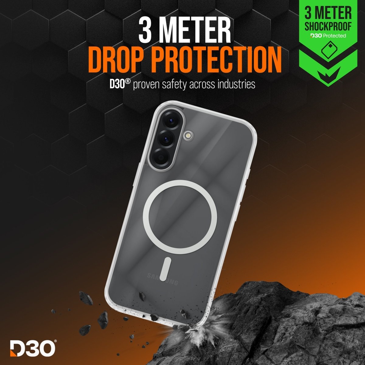 Striker X - Core - D3O Xtreme Impact Mag Case - Clear - Samsung A36 5G/A56 5G - 123TelecomShop