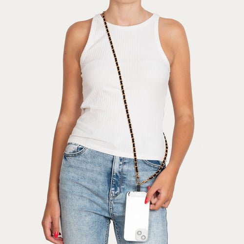 Zanaé Mate Telefoon Draagkoord Ketting - PU Leder Zwart - 123TelecomShop